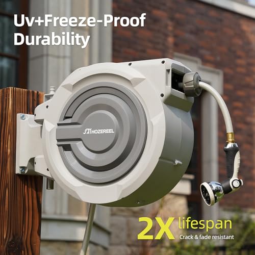 Retractable Hose Reel 1/2"x 150ft, Retractable Garden Hose - size: 1/2" 150 FT Hose & Reel