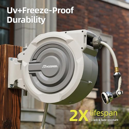 1/2" x 110FT Retractable Garden Wall Mounted Hose Reel - size: 1/2" 110 FT Hose & Reel