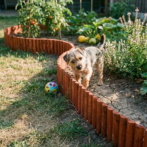 WORTH Wood Garden Edging Border 7.9" H x 42" L, Brick-Red Short Fence Roll - color: 1-Pack 7.9"x42"
