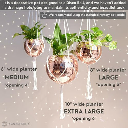 SCANDINORDICA Disco Ball Planter, Value Package, 10-inch Rose Gold - size: 10" Rose Gold