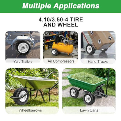 8-Inch Solid Tire Replacement - 2.50-4"Flat Free Tire and Wheel Heavy-Duty for Gorilla Carts, Yard Tractors, Wagons - Replacement Tires with 5/8" Bearings & 2.25" Offset Hub(2 Pack) - size: 8 Inch