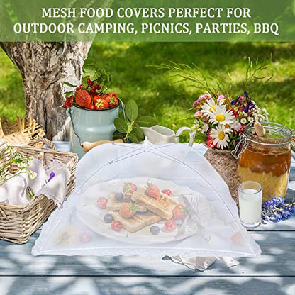 ZMCINER 8 Pack Food Tents Food Covers for Outside Mesh Screen Include 2 Extra Large (40"X 24") & 6 Standard (17"X 17") Collapsible and Reusable Mesh Food Covers for Outdoors, Fruit Cover - size: 8 PACK (2*XXL+6*L)