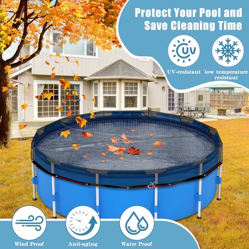 28FT Pool Leaf Net Cover for Above Ground Pools, 0.15’’ Mesh Pool Cover - size: 28FT