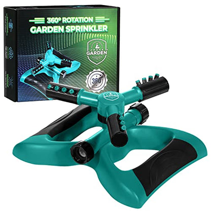 Sprinklers for Yard - 360° Rotating Lawn Sprinkler, Heavy Duty Weighted - color: GREEN