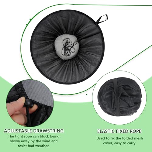 Tryly 2Pcs Mesh Cover for Rain Barrels, Pop Up Rain Barrel Net Cover with Drawstring, Water Collection Buckets Cover, Rain Barrel Netting Screen to Block Leaves and Debris Falling in (24.8inch) - size: 24.8inch