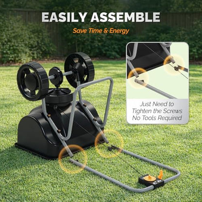 VINGLI Fertilizer Spreader 70lbs with 15 Adjustable Drop Rates, Pre-Assembled Walk-Behind Seed Spreader, with 9" Tire for Multi-Terrain, Broadcast Spreader for Lawn Care & Seed Spreading (Black)