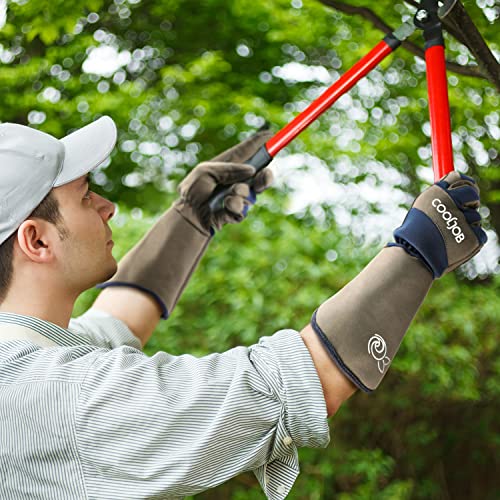 COOLJOB Thorn Proof Rose Pruning Garden Gloves for Men, Long Sleeve Large - color: Blue, size: Large