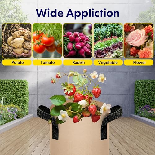 iPower 5-Pack 2 Gallon Plant Grow Bags Thickened Nonwoven Aeration Fabric Pots Heavy Duty Durable Container, Strap Handles for Garden, Tan New - color: 5-pack Tan, size: 2 Gallon