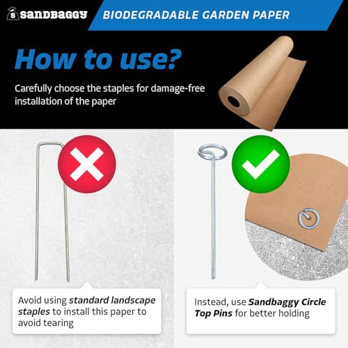 Sandbaggy Biodegradable Landscape Fabric - Garden Paper for Weeds - Paper Mulch Rolls - Made in America (3 ft x 50 ft, 1) - size: 3 ft x 50 ft