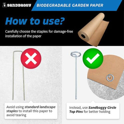 Sandbaggy Biodegradable Landscape Fabric - Garden Paper for Weeds - Paper Mulch Rolls - Made in America (2 ft x 50 ft, 1) - size: 2 ft x 50 ft