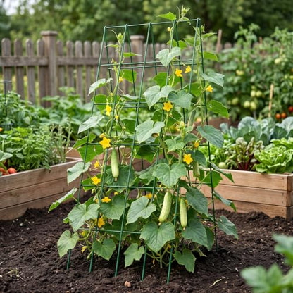 DoCred 39.4" H Cucumber Trellis, 2 Pack Foldable A Frame Garden Trellis - color: Green, size: 39.4" H (Standard)