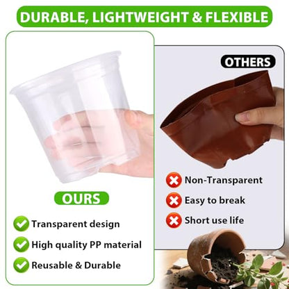 Clear Nursery Pots 15 Pack, 3.5/4/5 Inch with Drainage Holes - style: 15PCS