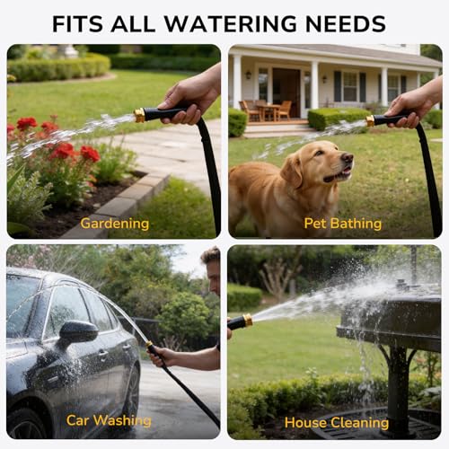 Lightweight Flat Garden Hose 50 FT, 3/4" GHT Flexible Water Hose with Spray Nozzle, Durable 800D Fabric, Kink Free Design, Portable Garden Hose for Lawn, Yard, Car Wash