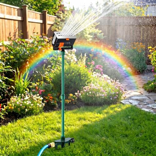 4 Way Adjustable Mini Turbo Oscillating Lawn Sprinkler(Triangular Base) - style: Metal Spike Base