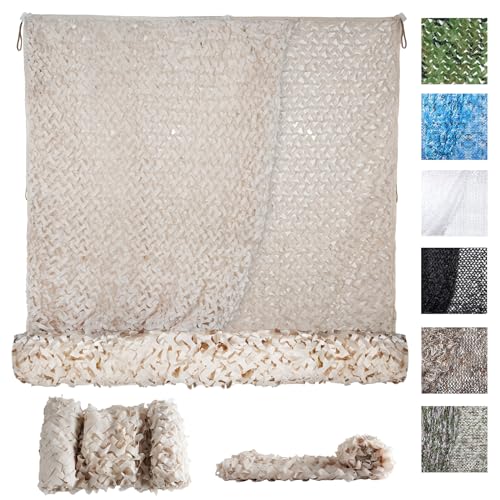 Sposuit Camo Netting - Camouflage Net 10x20 20x20 10x10 5x10 5x20, Military Camo Netting for Hunting Bulk Roll, Camo Tarp Sunshade Net for Party Decorations, Sunshade, Camping Ghillie Netting - color: Beige, size: 10ft x 20ft(3M x 6M)