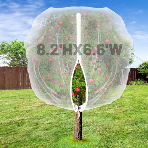Easy Installation Fruit Tree Netting with Zipper & Drawstring - 8.2x6.6ft Ultra Fine Mesh Garden Protection Screen to Protect Pear Peach Apple from Bird Insect Bug Cicada Deer Squirrel - size: 8.2'H * 6.6'W