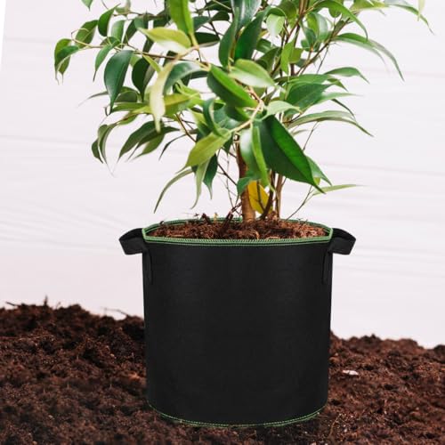 YARNOW 5-Pack 4 Gallon Fabric Grow Bags, Non-Woven Plant Pots with Reinforced Handles for Vegetables, Tomatoes, Potatoes, Strawberries, Flowers & Herbs, Outdoor Indoor (Black)