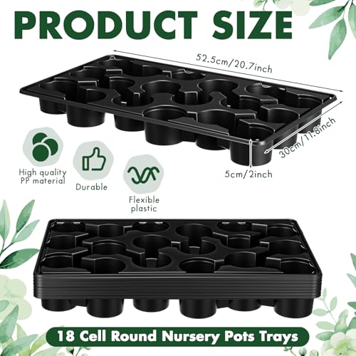 Baderke 8 Pack 18 Cell Plant Trays for Carrying 3.15 Inch Round Nursery Pots Reusable Seed Starting Trays Plant Germination Carrying Holders Suitable for Holding 144 Pcs Peat Pots