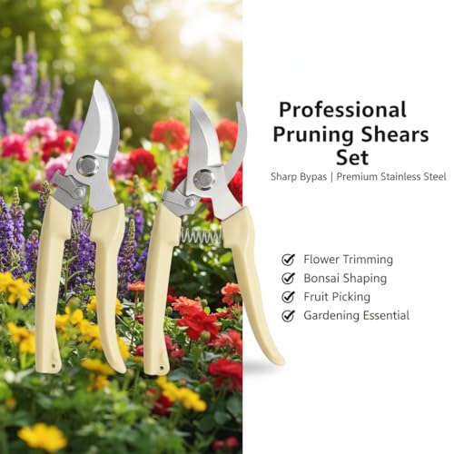1Pc White Stainless Steel Bypass Pruning Shears, Garden Scissors - color: 1pc-white