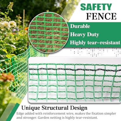Garden Fence 4 x 100 FT, 0.4" Mesh Plastic Fencing, 50 Zip Ties Included - size: 4ftx100ft