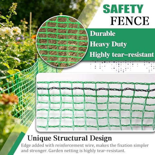 Garden Fence 4 x 30 FT, 0.4" Mesh Plastic Fencing, 50 Zip Ties Included - size: 4ftx30ft