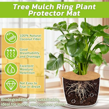 Legigo 6 Pack Coconut Fiber Mulch Ring Tree Plant Protector Mat, 18 Inch - color: 6 Pack, size: 18 Inch