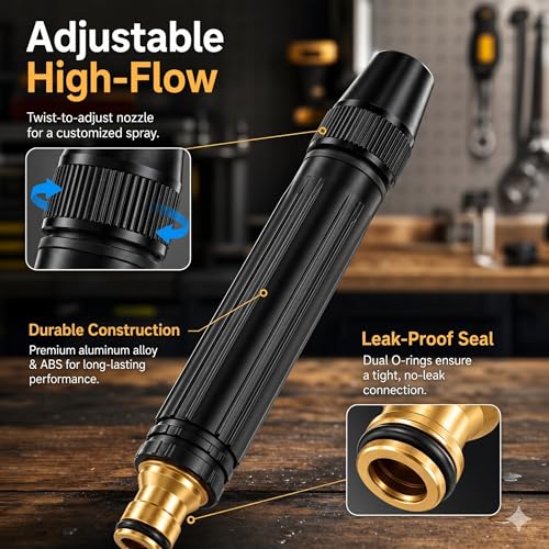 High Pressure Hose Nozzle, 7 Inch Garden Hose Sprayer with 3/4 GHT