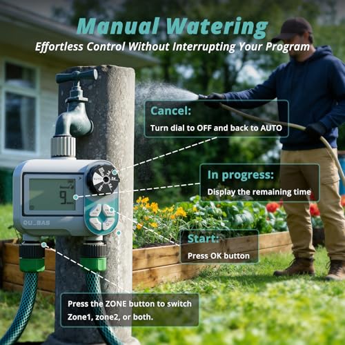 QUOBAS Sprinkler Timer, Weekly Programmable Water Timer for Garden Hose - size: Weekly Program 2 Zone
