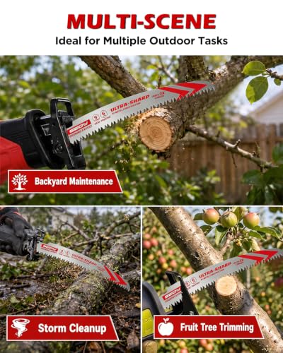 9 Inch Japanese Teeth Reciprocating Saw Blades, Arc Edge Wood Pruning Saw Blades 6TPI for Tree Trimming, Branch Cutting, Green Timber and Wet Wood, 3 Pack - color: 3-Pc 9" Precision Pruning