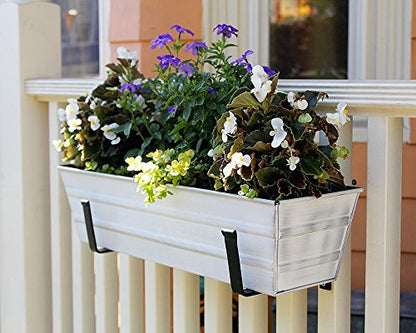Achla Designs Galvanized Window Flower Box Planter-Cape Cod White-Small (22" L x 6" W x 5" H) - color: White, size: Small