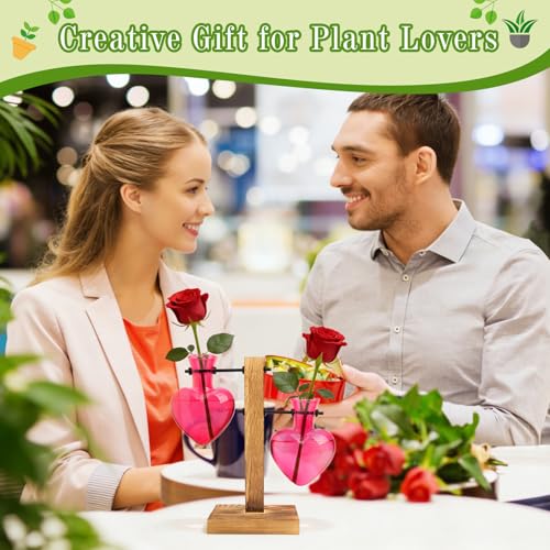 XXXFLOWER Plant Propagation Station Terrarium 2 Pink Heart Shaped Vase - color: Pink
