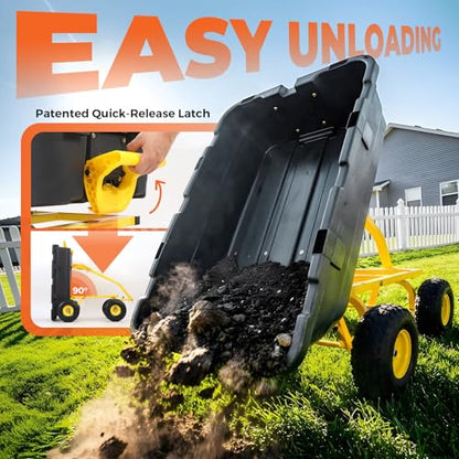 Sekey Garden Dump Cart, 1400 lb Capacity, Towable, 10 in Tires - color: Black, size: 1400lbs