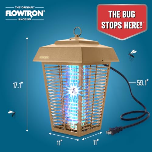 Flowtron Bug Zapper, 1.5 Acre Outdoor, Two 40W UV Bulb, 5600V Zap, Tan - color: Tan