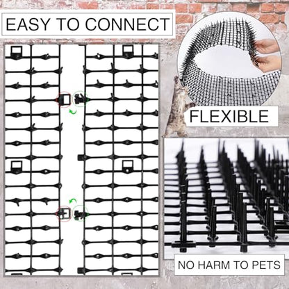 Abbylike 3 Pack 6.5 ft Cat Repellent Mat with Soft Spikes, Black - color: Black