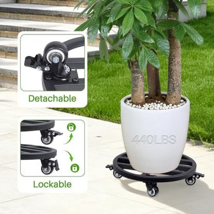 12 Inch Metal Rolling Plant Caddy with Wheels