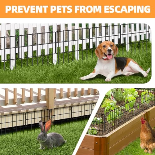 KYATE Garden Fence Animal Barrier, 14 Panels No Dig Fence 20ft(L) x13in(H), Rustproof Metal Defense Border, Dogs Rabbits Blocker Fence for Outdoor Yard & Patio - size: 14 Panels-20ft(L)x13in(H)