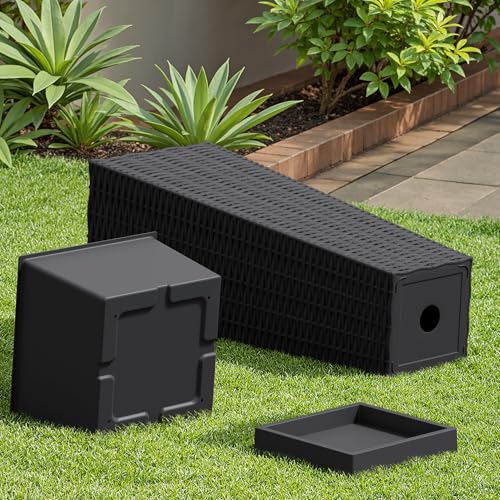 Devoko Resin 23.6'' Tall Planters, Large Taper Outdoor Planter - color: Black, size: 23.6" With Trays