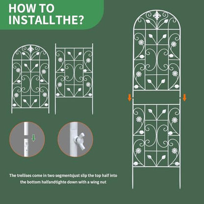 70.8" Metal Garden Trellis for Climbing Plants, 2 Pack White - color: White