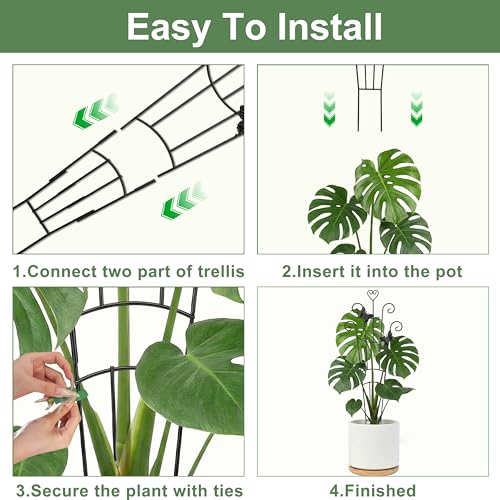 32.6in Plant Trellis for Climbing Plants Indoor with Butterflies, Expandable Large Metal Trellis for Potted Plants, Heavy-Duty Tall Pothos Plant Climber Support for Ivy Pothos Hoya Monstera, 2P - size: 32in/heart,2p