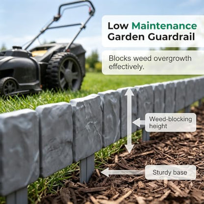 20PCS Faux Stone Edging for Landscaping, Imitation Stone Garden Fence Plastic Retaining Edging Border, for Flower Bed Edging,Yard Edging,Lawn Trees and Gardens(Grey)