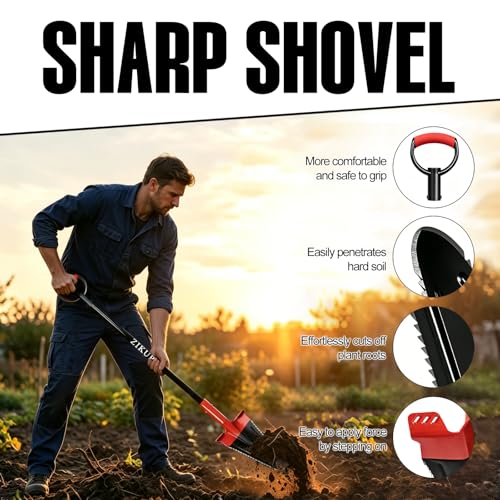 Trenching Spade Shovel Serrated Edge Shovel for Digging,Planting,53 Inches