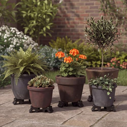 LemonRoad 12 Set Terra Cotta Cement Pot Feet for Outdoor Planters,Black - color: Black
