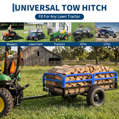 1500-Lb Capacity Heavy-Duty Steel Dump Cart with Removable Rear Panel - color: Blue
