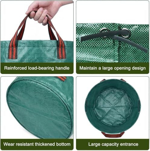 Garden Waste Bags 72 Gallon,Reusable Heavy Duty Yard Leaf with Plastic Ring