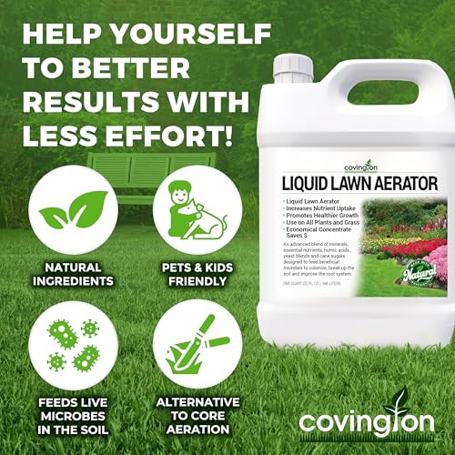 Covington Liquid Lawn Aerator (32oz) – Soil Conditioner & Softener for Lawns & Gardens – Loosens Clay & Compacted Soil for Better Water & Nutrient Absorption – Liquid Aeration Concentrate, Made in USA - size: 1 Quart