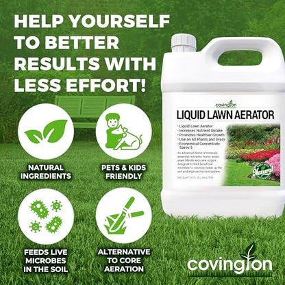 Covington Liquid Lawn Aerator (32oz) – Soil Conditioner & Softener for Lawns & Gardens – Loosens Clay & Compacted Soil for Better Water & Nutrient Absorption – Liquid Aeration Concentrate, Made in USA - size: 1 Quart