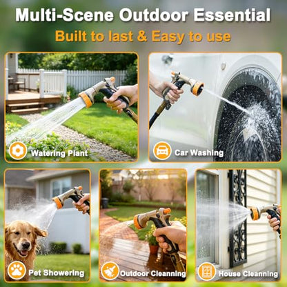FANHAO Metal Garden Hose Nozzle Heavy Duty, Rear Trigger Water Sprayer