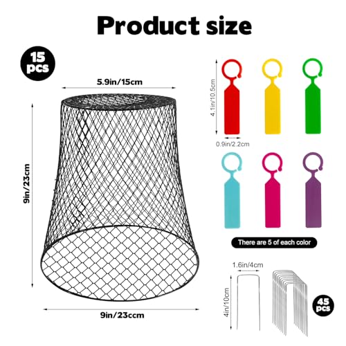 15 Sets of Chicken Wire Cloche Plant Covers Garden Netting, Heavy Duty Chicken Wire Plant Covers Protectors from Animals for Keeping Bunnies Chicken Squirrels Birds Other Out 9.13×9.13 in