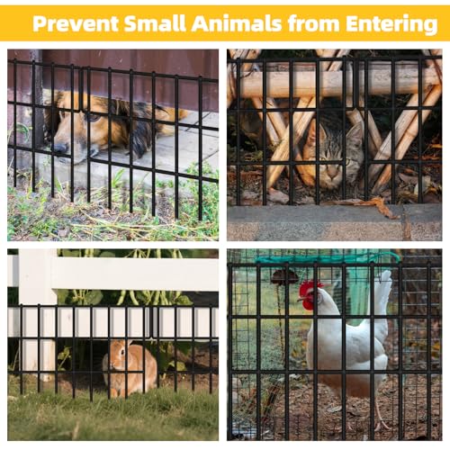 ULIOK 46 Panels Animal Barrier Fence, Garden Fence Animal Barrier, No Dig Fencing, 65.2ft(L) x 13in(H) Dog Fencing Rabbit Fences, 1.5in Spike Spacing Rustproof Metal Fences Border for Outdoor Yard - size: 46 Panels-65.2ft(L)x13in(H)