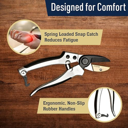 Anvil Pruning Shears for Gardening - 7.75” Heavy Duty Branch Cutter Garden Shears with Rubber Grips for Dry Stems or Small Wood Branches - Hand Pruners for Gardening Tools by Kings County Tools - style: 8" Anvil Pruner